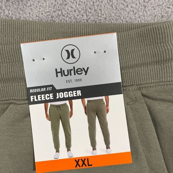 NEW Hurley Mens XXL Regular Fit Fleece Jogger Pants Olive Green - Picture 5 of 8